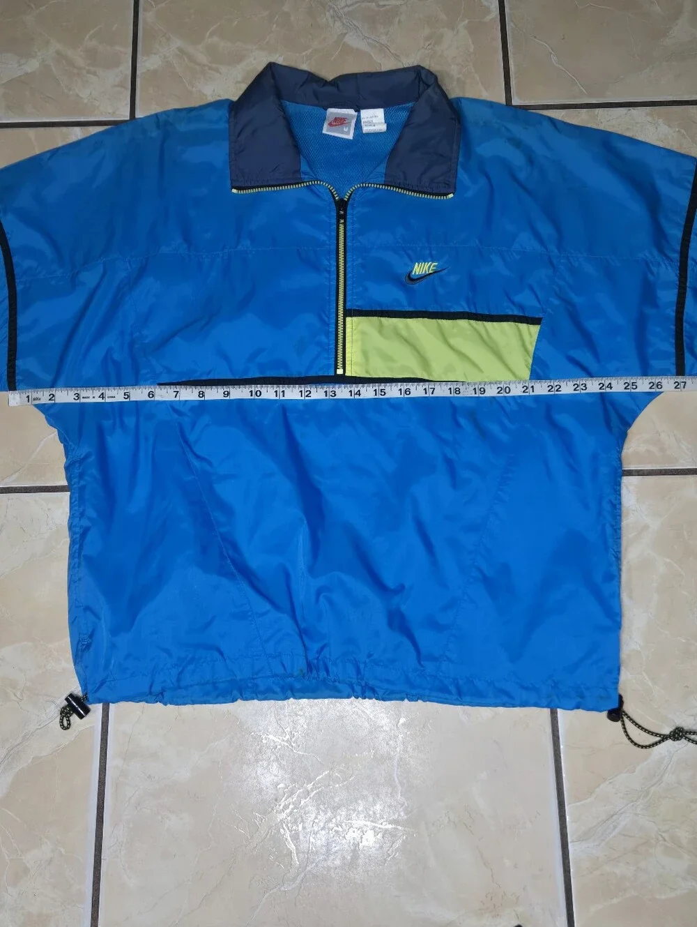 Vintahe Nike Blue Windbreaker with Lime Accents